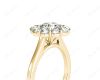 Round Cut Halo Diamond Engagement ring with claw set centre stone in 18K Yellow