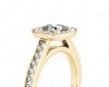 Cushion Cut Halo Diamond Ring with Milgrain Prong Set Centre Stone in 18K Yellow