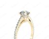 Round Cut Four Claw Set Diamond Ring with Side Halo and Round Cut Diamonds Claw Set on the Band. in 18K Yellow