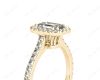 Emerald Cut Halo Diamond Engagement Ring with Four Claws Set Centre Stone in 18K Yellow