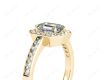 Emerald Cut Halo Diamond Engagement Ring with Claw Set Centre Stone in 18K Yellow