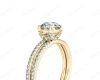 Round Cut Four Double Claw Set Diamond Ring with Pave Set Diamonds Down The Shoulders in 18K Yellow