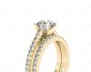 Round cut diamond wedding set rings with four claws setting in 18K Yellow