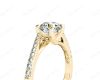 Round Cut Four Claw Set Diamond Ring with Pave Set Diamonds Down the Shoulders in 18K Yellow