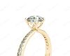 Round Cut Four Claw Set Diamond Ring with Round Cut Diamonds Pave Set Down the Shoulders in 18K Yellow