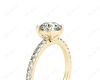 Round Cut Four Claws Diamond Ring with channel Set Side Stones in 18K Yellow