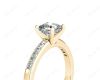 Cushion Cut Diamond Engagement ring with four claws centre stone in 18K Yellow