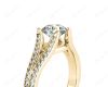 Round Cut Diamond Ring with Four Claws set centre stone in 18K Yellow