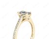 Emerald Cut Four Prongs Diamond Ring with Channel Set Side Stones in 18K Yellow