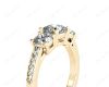 Cushion Cut Trilogy Ring with Channel Set Shoulder Diamonds in 18K Yellow