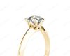 Asscher Cut Four Claw Set Diamond Ring on a Plain Knife Edge Band in 18K Yellow