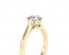 Round Cut Six Claw Set Diamond Ring with Plain Band in 18K Yellow