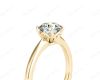 Round Cut Four Claw Set Diamond Ring With a Plain Band in 18K Yellow