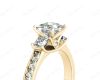 Princess Cut Trilogy Ring with Milgrain set shoulder diamond in 18K Yellow