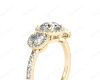 Round Cut Triple Halo Diamond Engagement ring with claw set centre stone in 18K Yellow