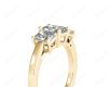 Radiant Cut four Claw Trilogy Diamond Engagement Ring in 18K Yellow