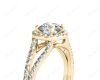 Round Cut Halo Diamond Engagement ring with claw set centre stone in 18K Yellow