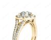 Round Cut Halo Diamond Engagement ring with claw set centre stone in 18K Yellow