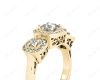 Princess Cut Trilogy Halo Diamond Engagement Ring in 18K Yellow