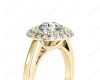 Round Cut Double Halo Diamond Engagement ring with claw set centre stone in 18K Yellow