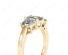 Emerald Cut Four Claw Trilogy Diamond Engagement Ring in 18K Yellow