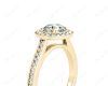 Halo Diamond Engagement Ring Round Cut with Claw Set Centre Stone Miligrain Share Prong Side Stones in 18K Yellow Gold