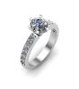 1.00CT Round Cut Diamond Engagement Ring 6 Claw Setting Share Prong Side Stones In 18K White Gold