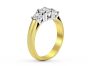  Round Cut Trilogy 3 Stones 4 Claw Setting Diamond Ring In 18K 2Tone Yellow and White Gold 