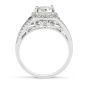 Art Deco Split Band Round Cut Halo Diamond Engagement Ring In 18 Karat White Gold