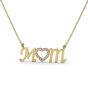 9K Yellow Gold MOM Diamond Necklace Pave Setting 