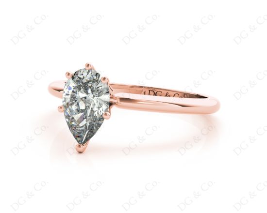 Marquise Cut Diamond Engagement Ring with Claw set centre stone in 18K Rose