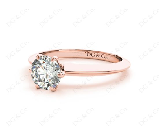 Round Cut Classic Six Claw Diamond Engagement Solitaire Ring in 18k Rose