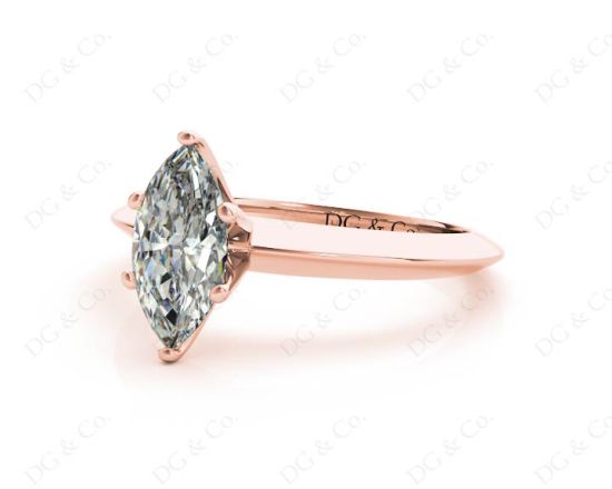 Marquise cut diamond classic engagement ring in six claw setting in 18K Rose