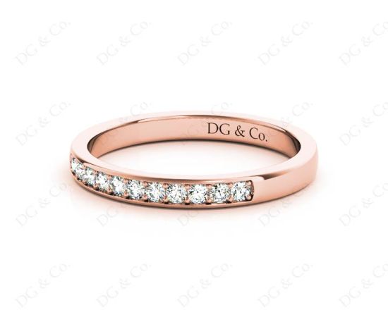 Wedding Diamond Ring with Grain Setting in 18K Rose