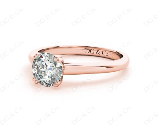 Round Cut Diamond Engagement Claw Set Solitaire Ring in 18K Rose