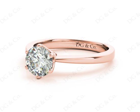 DG & Co. Signature Diamond Engagement Ring With a Six Claw Setting in 18K Rose