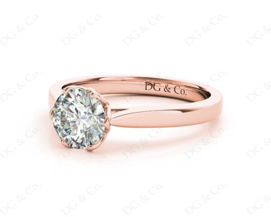 Round Cut Diamond Six Claw Solitaire Ring in 18K Rose