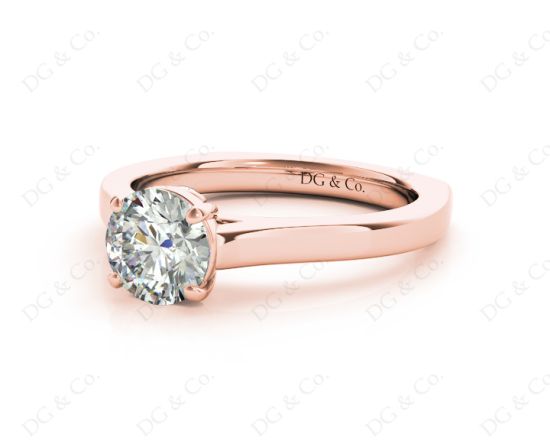 Round Cut Solitaire Diamond Engagement Ring with Four Prong set centre stone in 18K Rose