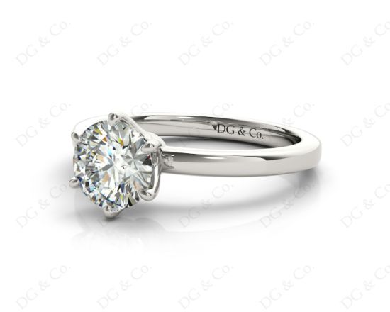 Round Cut Diamond Engagement Ring with Claw set centre stone in Platinum