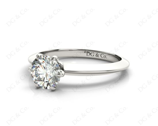 Round Cut Classic Six Claw Diamond Engagement Solitaire Ring in Platinum