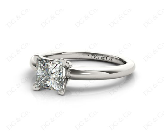 Princess Cut Classic Four Claws Diamond Solitaire Ring in Platinum