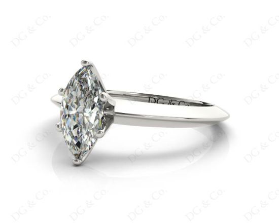 Marquise cut diamond classic engagement ring in six claw setting in Platinum