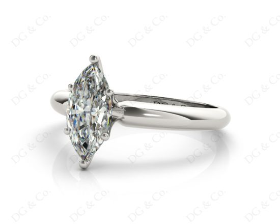 Marquise Cut Classic Six Claw Diamond Engagement Solitaire Ring in Platinum