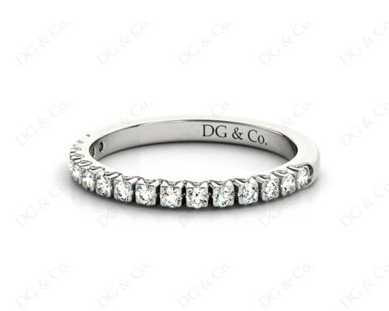 Diamond Wedding Band with Pave Setting Stones in Platinum