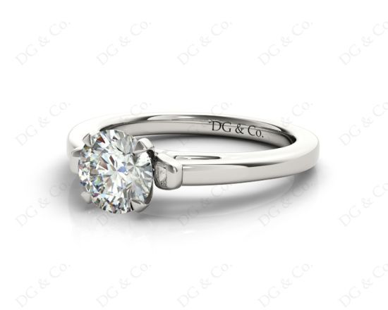Round Cut Unique Setting Four Claws Diamond Engagement Ring Setting in Platinum