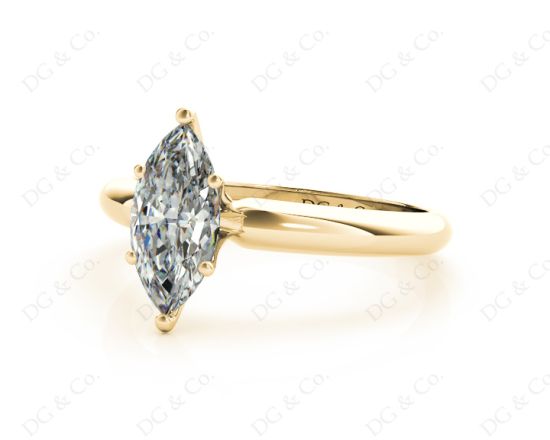 Marquise Cut Classic Six Claw Diamond Engagement Solitaire Ring in 18K Yellow