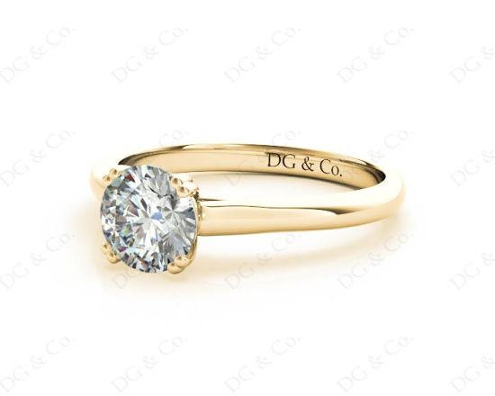 Round Cut Diamond Engagement Claw Set Solitaire Ring in 18K Yellow