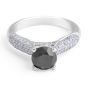 Brilliant Cut Black Diamond Engagement Ring in Pave Setting
