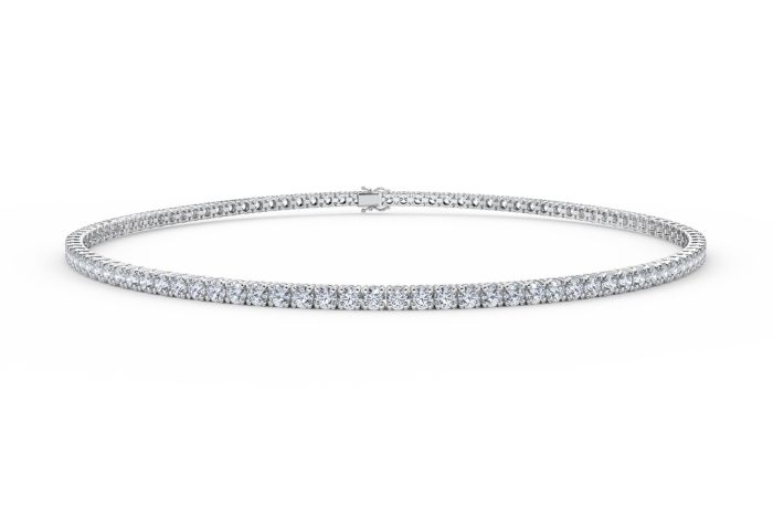 Lab Grown Diamond Tennis Bracelet 4 Claw Setting In 18K White Gold 