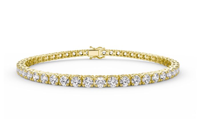 Tennis Bracelet 5CT Lab Grown Diamond Set in 18K Yellow Gold with Double Safety Clasp